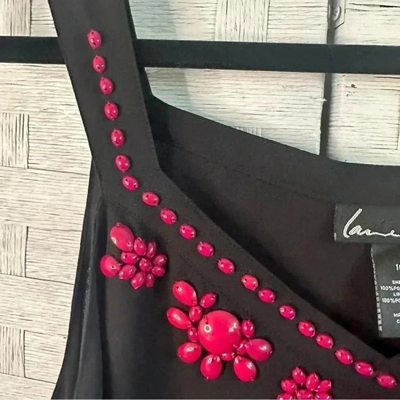 Lane bryant black dress tank top with red beating on the collar she self lined - Picture 4 of 8